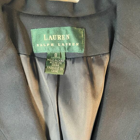 Lauren Ralph Lauren Navy Silk Blazer Women’s Size 8 Classic Two-Button - Picture 2 of 6